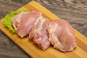 Raw chicken boneless and skinless leg