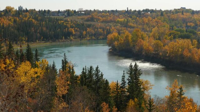 Edmonton River Valley and North Saskatchewan River in fall