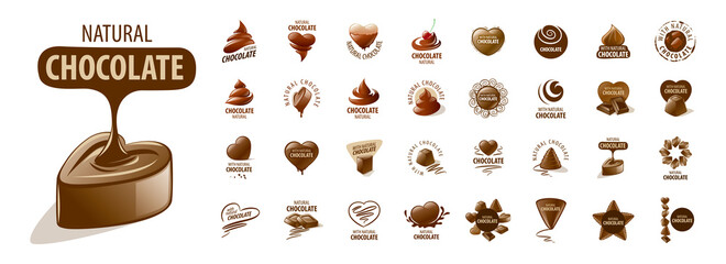 A set of vector chocolate logos on a white background