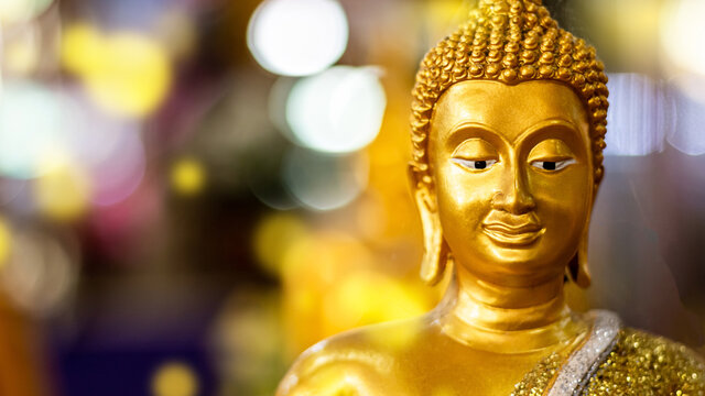 buddha face, Golden Buddha in temple Thailand