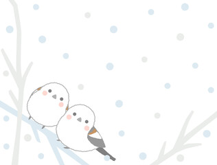 シマエナガと雪の冬のイラスト
