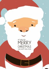 Christmas card. Merry Christmas and Happy New Year greeting with cute santa claus lettering vector.