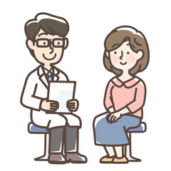 医師に話を聞く女性