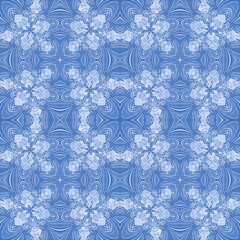 Seamless winter pattern. Blue shades. Snowflakes and frost.