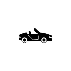 cab, cabrio, cabriolet icon in solid black flat shape glyph icon, isolated on white background 
