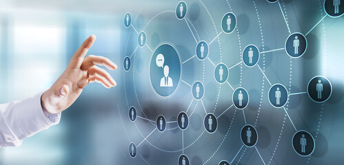 Social media platform, Customer communication structure, SMM, Marketing. Internet and business technology concept.