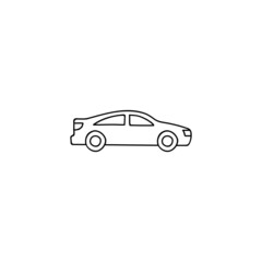 sedan icon, Auto, automobile, car, vehicle symbol in flat black line style, isolated on white 