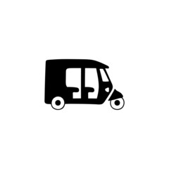 Asian taxi icon, thailand taxi symbol in solid black flat shape glyph icon, isolated on white background 