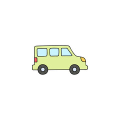 mini Camper car icon, camper van symbol in color icon, isolated on white background 