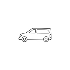 cemetery car icon. funeral, grave car symbol in flat black line style, isolated on white 