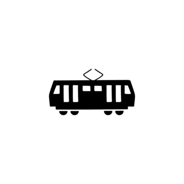 recommend clip art: train icon. tram, tramway transportation symbol in solid black flat shape glyph icon, isolated on white background 