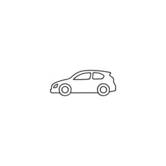 Obraz na płótnie Canvas compact car icon in flat black line style, isolated on white background