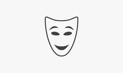 line icon theatrical mask isolated on white background.