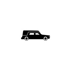 cemetery car icon. funeral, grave car symbol in solid black flat shape glyph icon, isolated on white background 