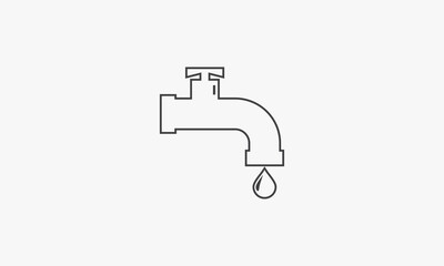 line icon tap faucet isolated on white background.