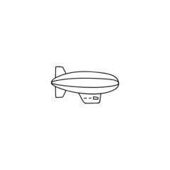 blimp icon, vintage zeppelin symbol in flat black line style, isolated on white background © hilda
