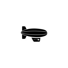 blimp icon, vintage zeppelin symbol in solid black flat shape glyph icon, isolated on white background 