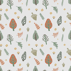 abstract hand drawn Christmas forest seamless pattern vector design