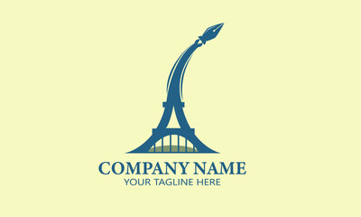 Eiffel Tower Logo Design Vector. Suitable for Company Brand And Traveling.