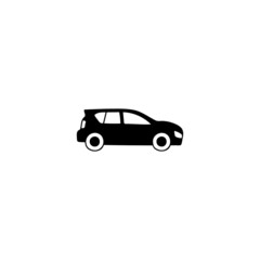 Fototapeta na wymiar hatchback car icon in solid black flat shape glyph icon, isolated on white background 