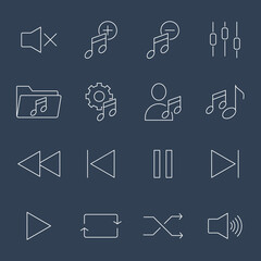 Music Control icons set. Music Control pack symbol vector elements for infographic web
