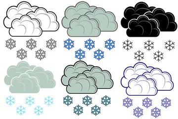 Dekokissen Set of Single weather icon - Cloud with Snow. Illustration on white © Inna