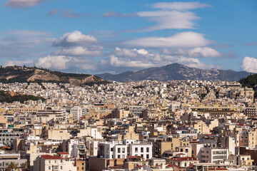 Fototapeta na wymiar Athens, Greece capital, top view. Panorama of city