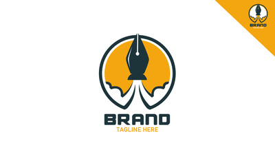 Rocket PenTool Logo Design Vector. Suitable for Company, Brand, Entertainment And Media.