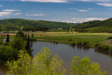 View of the Irkut River in the Tunkinskaya Valley