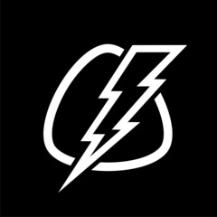 Lightning bolt icon isolated on dark background