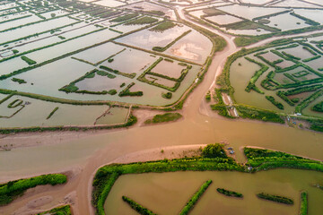 Obraz premium Aerial view of Xuan Thuy National Park in Namdinh province, Vietnam.