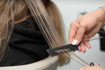 Applying a special therapeutic composition to the hair with a comb