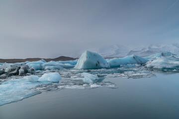 Icebergs in the ice field on a lagoon, arctic landscape, in Iceland © berna_namoglu