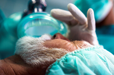 Procedure of anesthesia for surgery to treatment patient in operating room.