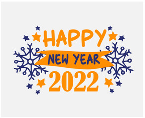 Happy New Year 2022 Holiday Illustration Vector Abstract Blue And Orange