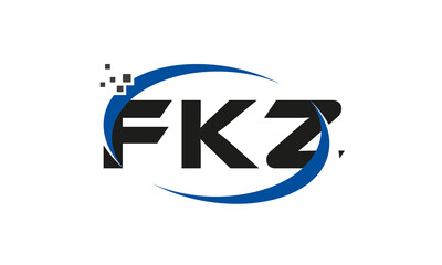 dots or points letter FKZ technology logo designs concept vector Template Element