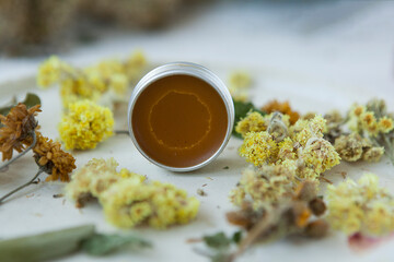 natural cosmetic cream-balm for skin and lips, natural cosmetics from herbs, herbal medicine