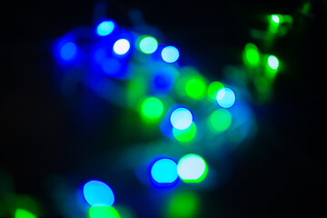 Beautiful decor with Christmas  lights, blur holiday night abstract background