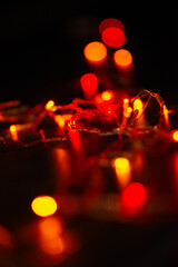 Beautiful decor with Christmas  lights, blur holiday night abstract background
