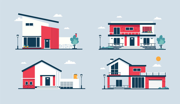 vector building house concept 4 bundle for poster, background, print, flyer and  reklame
