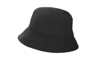 black bucket hat isolated on white