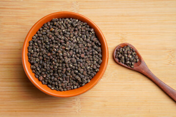 Fresh Black gram or udad in clay bowl