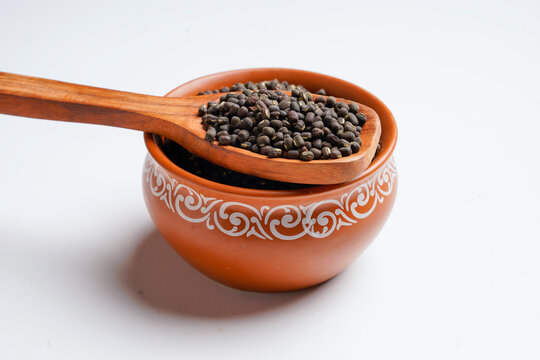 Fresh Black gram or udad in clay bowl