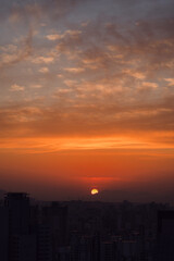 Evening in the city where the sun is setting.