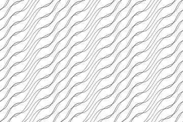 Seamless background with waves. Black curve lines. Wavy illustration. 