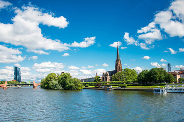 Street view of Downtown Frankfurt, Germany.