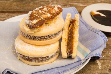Alfajores delicious traditional Argentine, of caramel sauce