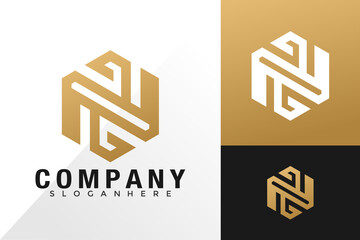 Letter N Hexagon Logo Design Vector Template
