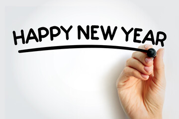 Happy New Year text with marker, celebration concept background