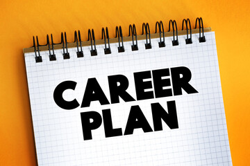 Career Plan text on notepad, concept background.